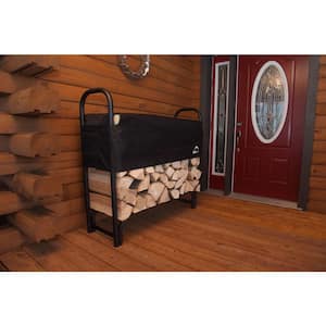 4 ft. H x 4 ft. D x 1 ft. W Firewood Rack with Black Powder-Coated Finish and 2-Way Adjustable Polyester Cover