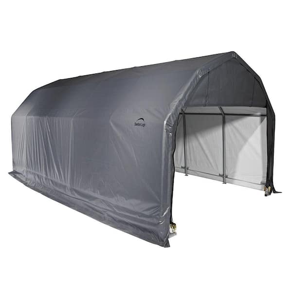 ShelterLogic 12 ft. W x 28 ft. D x 9 ft. H Steel and Polyethylene Garage without Floor in Grey with Corrosion-Resistant Frame