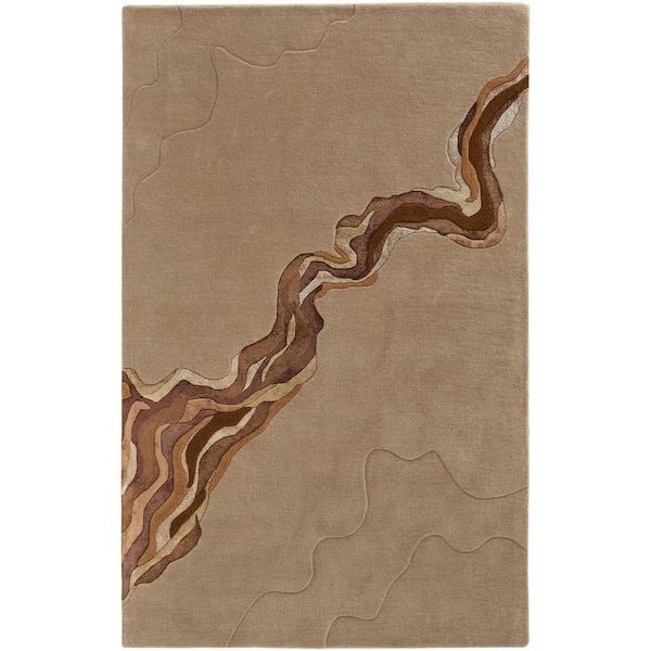 HomeRoots 8 x 10 Beige, Brown Abstract Area Rug