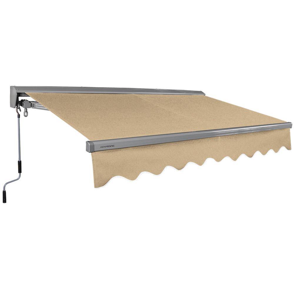Advaning 8 ft. Classic Series Semi-Cassette Manual Retractable Patio Awning, Light Taupe (7 ft. Projection), Canvas Umber -  MA0807-A013H