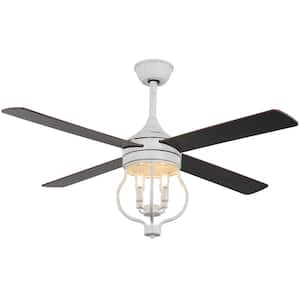 52 in. Indoor 4 Black Wood Blades Ceiling Fan with Light Remote, 6-Speed Reversible Ceiling Fan