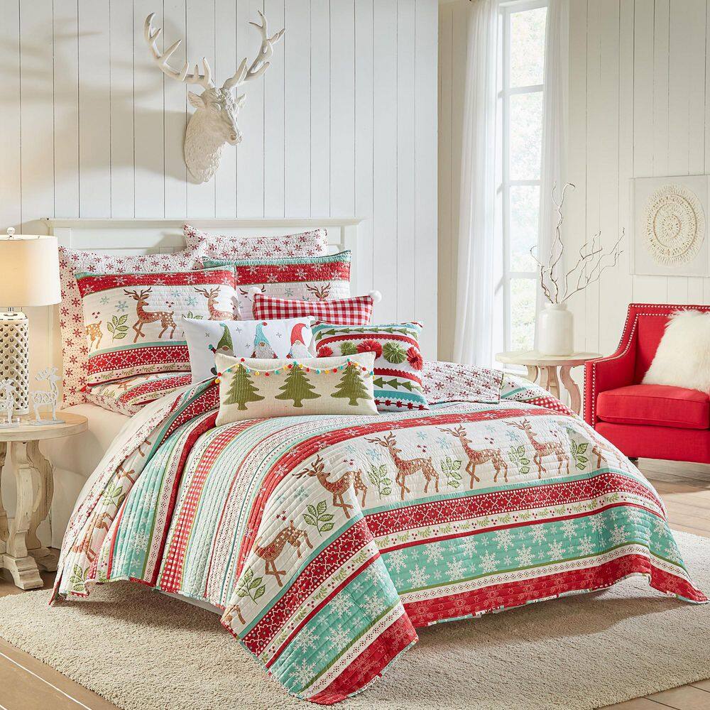 Let It Snow Embroidered Gnomes Holiday Pillow 12x24