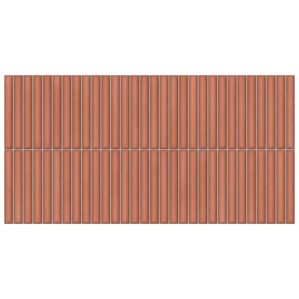 Spanish Lingot 12 in. x 24 in. x 9mm 3D Glazed Fluted Porcelain Wall Tile Case-Coral (5 Piece, 10.76 Sq. Ft. / Case)