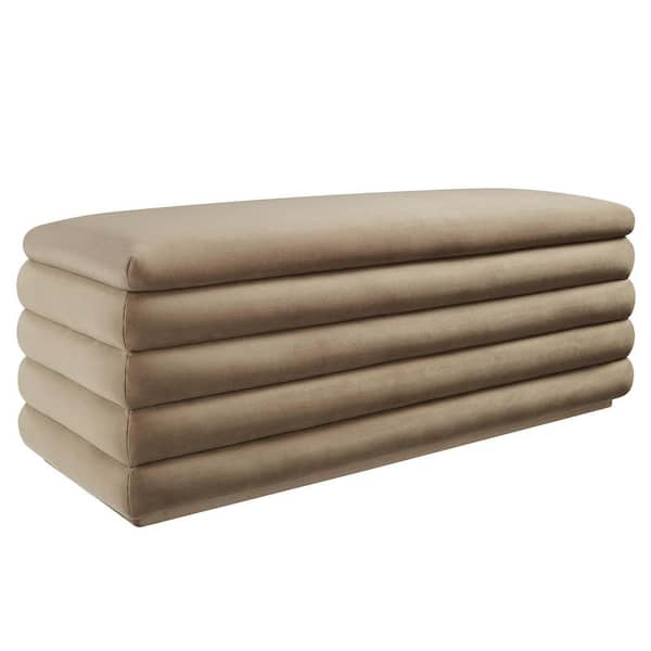Mezzo Upholstered Performance Velvet Storage Bench in Taupe