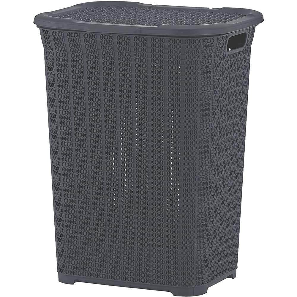 SUPERIO 50 l Grey Plastic Knit Laundry Hamper 1075 - The Home Depot