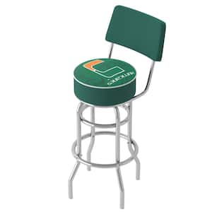 University of Miami Fade 31 in. Green Low Back Metal Bar Stool with Vinyl Seat