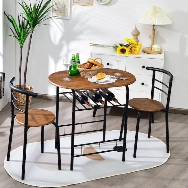 SUNRINX 3-Piece Small Size Space-Saving Dining Set Bistro Set for Kitchen and Apartment