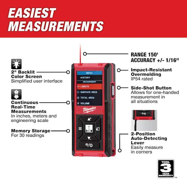 Milwaukee Contractors Work Belt with Rig with 150 ft. Laser Distance Meter
