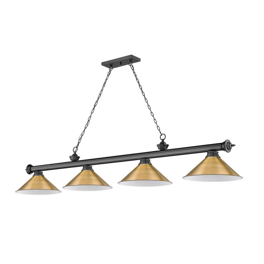 Bronze Plate 4-Light Chandelier with White Glass Shades
