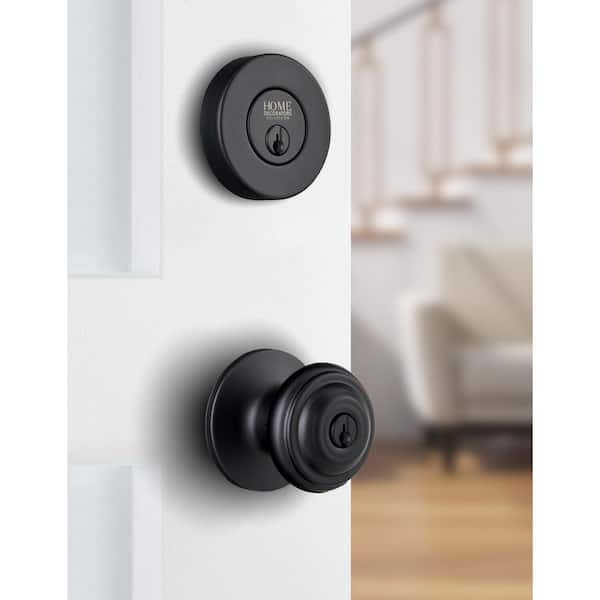 Mulholland Matte Black Single Cylinder Door Knob Combo Pack Featuring Dual Keyway