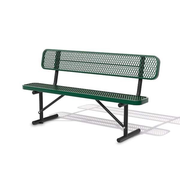 Unbranded 72 in. 4-Person Green Thermoplastic Coated Metal Outdoor Garden Bench Park Bench, Picnic Bench, Commercial-Grade Seating