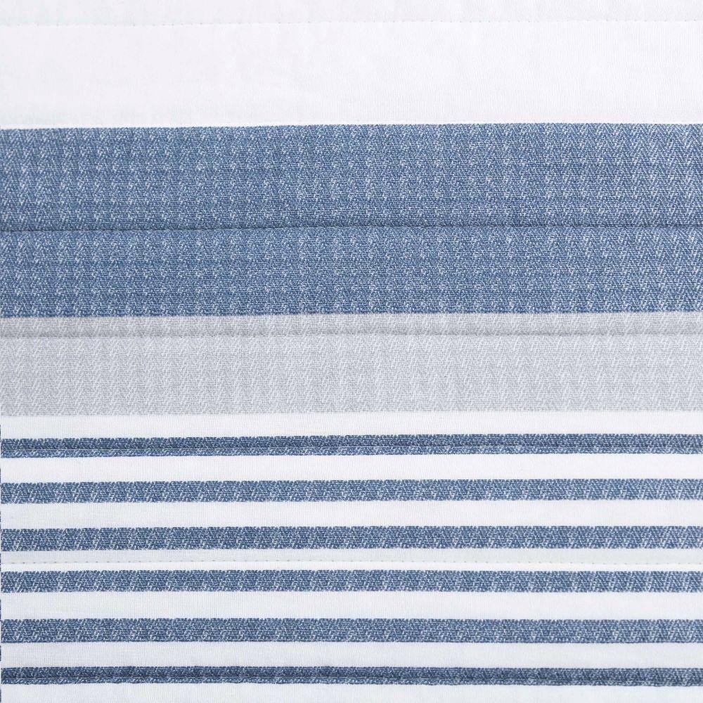 Classic Blue Cotton Reversible Full Quilt Set