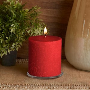 4 in. x 4 in. Timberline Red Unscented Pillar Candle