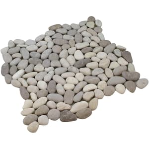12 in. x 12 in. Mini Natural White and Tan Pebble Stone Mosaic Tile (5 sq. ft./Case)