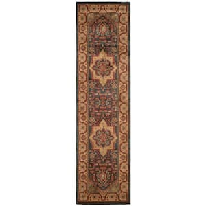 Mahal Navy/Natural 2 ft. x 6 ft. Medallion Border Runner Rug