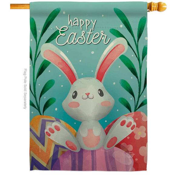 Happy Easter Bunny Rabbit GARDEN HOUSE BANNER/FLAG 28"X40" SLEEVED PARTYFLAG 