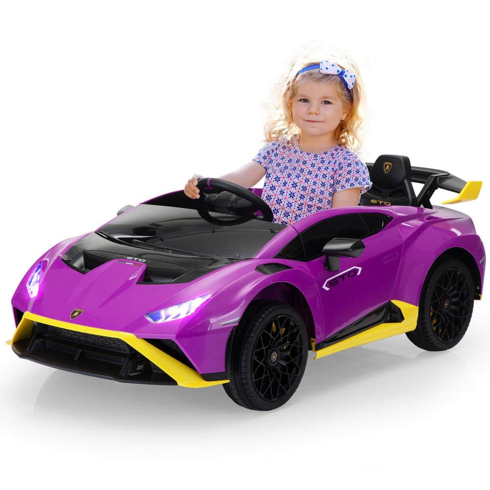 12V Purple Lamborghini STO Kids Ride-On Car with Remote Control