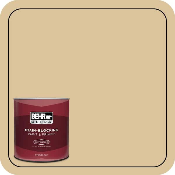 BEHR ULTRA 1 qt. #S310-3 Natural Twine Extra Durable Flat Interior Paint & Primer