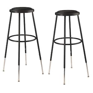 32 -39 in. Black Height Adjustable Heavy Duty Steel Frame Vinyl Padded Stool (Pack of 2)