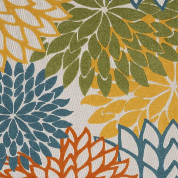 Blue, Yellow 8 ft. x 11 ft. Woven Polypropylene Indoor/Outdoor Area Rug