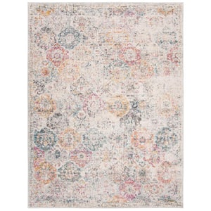 Madison Gray/Gold 9 ft. x 12 ft. Border Distressed Floral Area Rug