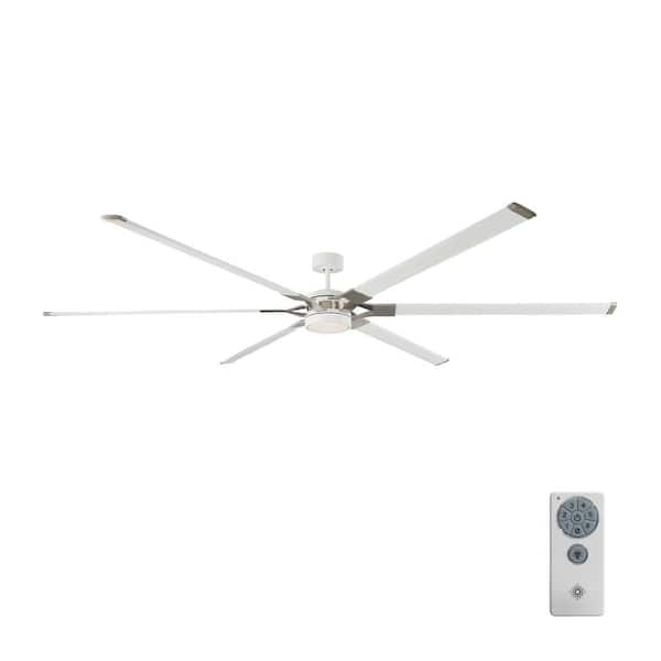 Generation Lighting Loft 96 in. Integrated LED Indoor/Outdoor Matte White Ceiling Fan with Aluminum Blades, DC Motor and Remote Control