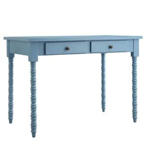 42 in. Heritage Blue 2-Drawer Helix Legs Office Writing Desk