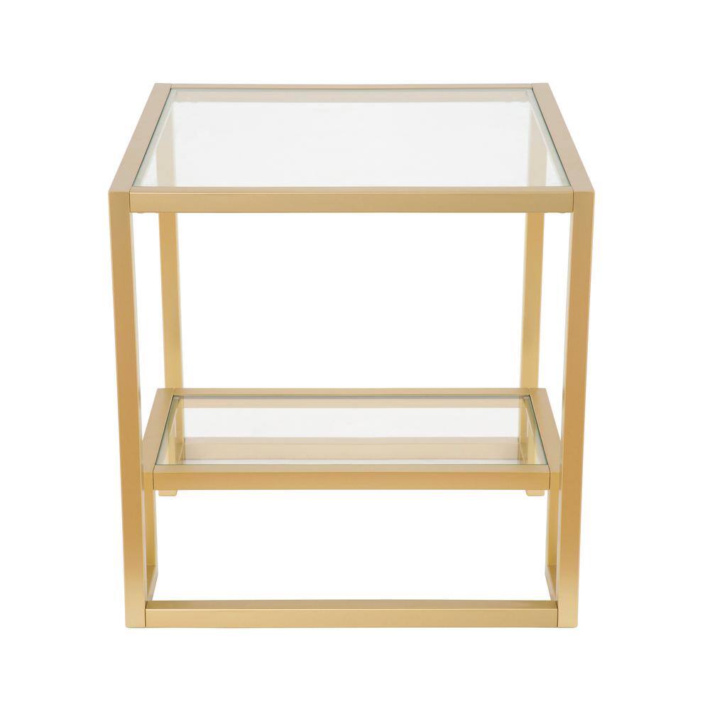 Athena 48" Gold Metal and Glass Rectangular Console Table