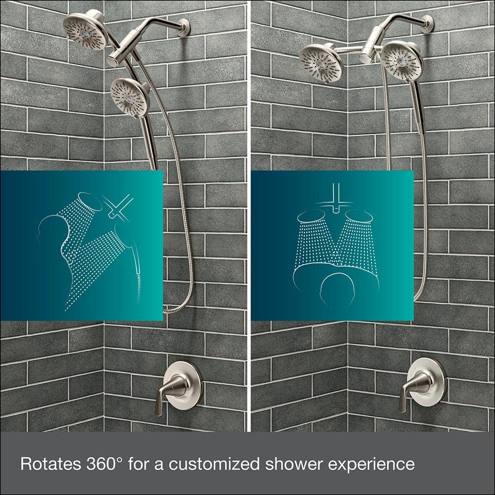 Chrome Dual Head Wall Mounted Handheld Shower System