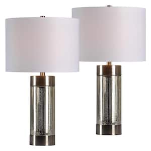 Rono 26.5 in. Table Lamps with Off White textured Cotton Shade (Set of 2)