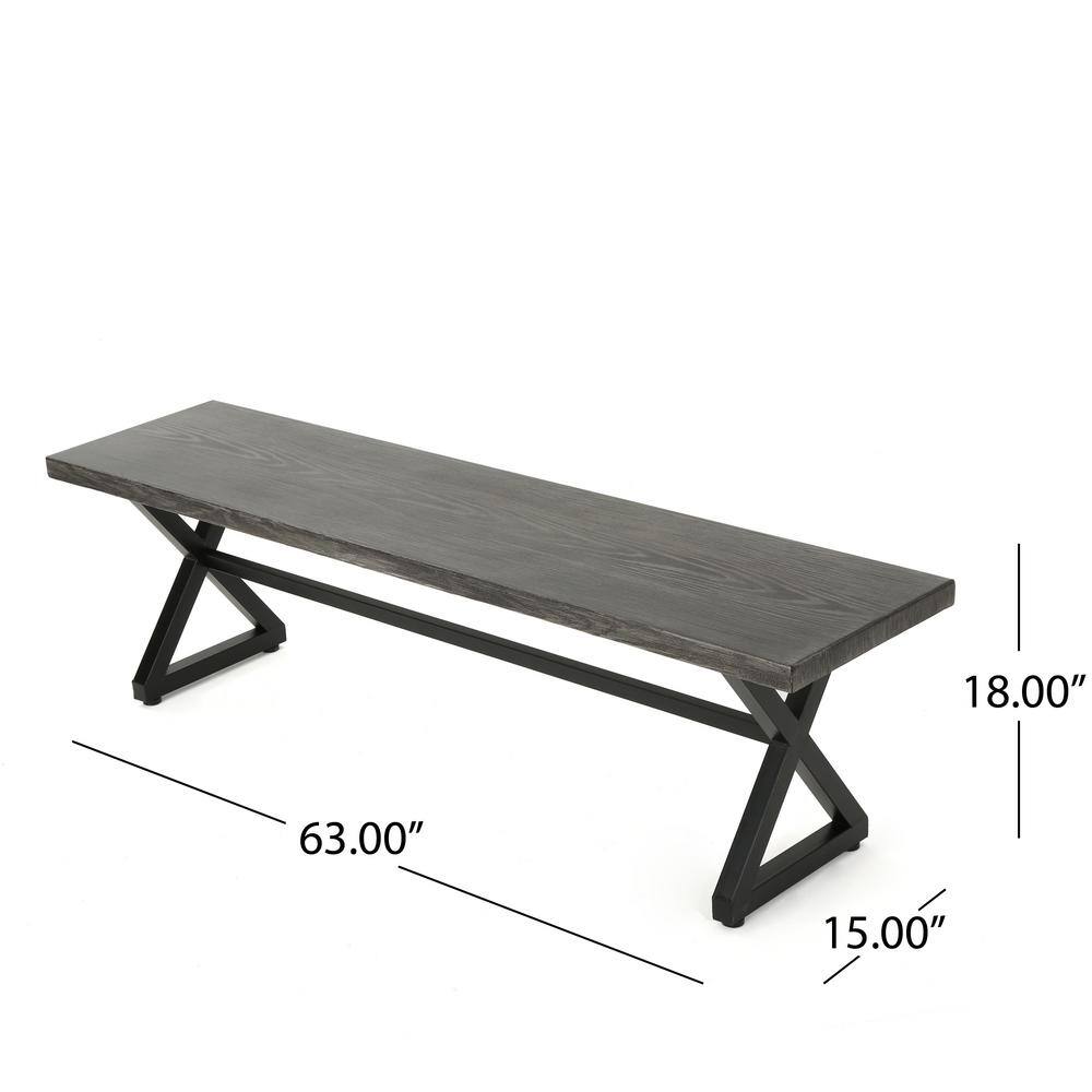 Rosarito Modern Industrial Aluminum and Steel Outdoor Dining Bench - Gray/Black