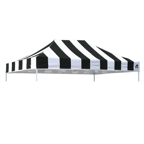 Terracemaster USA Pop Up 10 ft. x 15 ft. Replacement Canopy Tent Top Cover, Instant Ez Canopy Top Cover ONLY (Stripe Black)