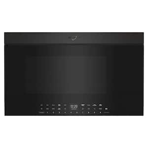 30 in. 1.1 cu. ft. Over-the-Range Flush Built-In Microwave in Black Stainless Finish with Air Fryer