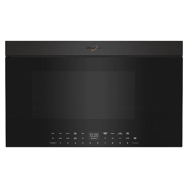 Whirlpool 30 in. 1.1 cu. ft. Air Fry Over-the-Range Flush Built-In Microwave in Black Stainless Finish