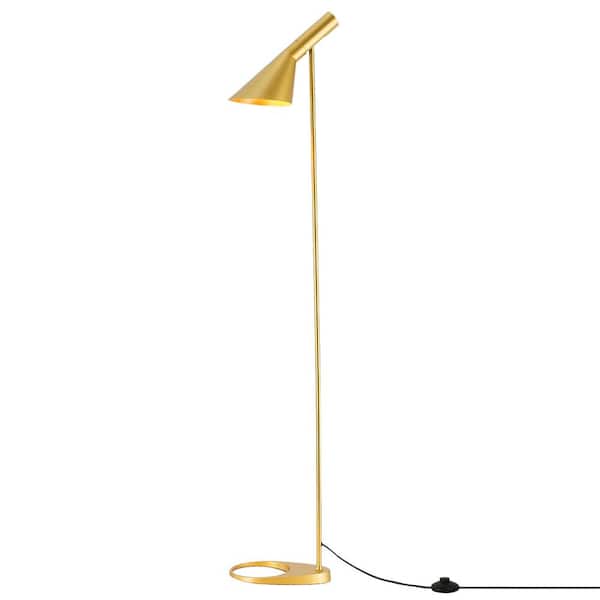 Zompoo Vintage 59 in. 1-Light Gold Rotatable Standard Floor Lamp for Living Room with Metal Shade and Foot Switch