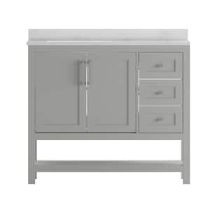 42 in. W x 19 in. D x 38 in. H Gray Bathroom Vanity with White Stone Top