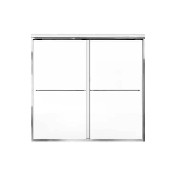 56 to 60 in. W x 58 in. H Double Sliding Framed Tub Door in Chrome with 1/4 in. Easy-Clean Clear Tempered Glass