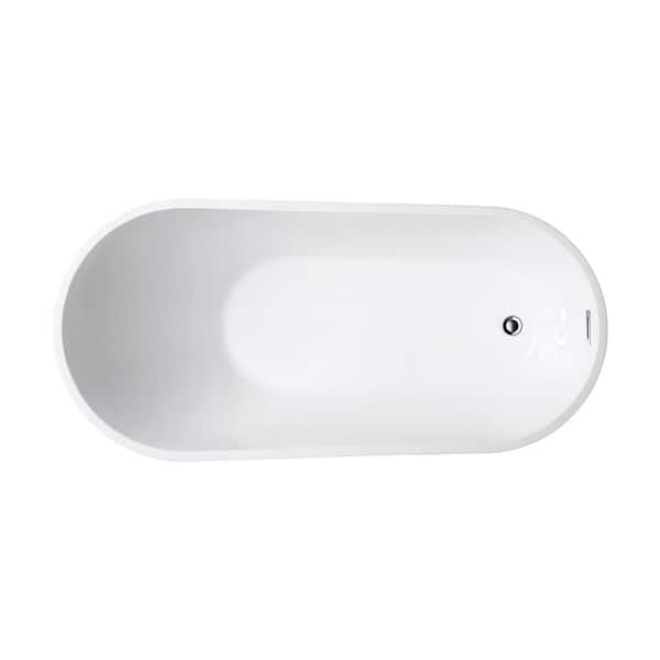 Vanity Art Bourges 55 in. x 28.3 in. Soaking Bathtub with Left Drain in  White/Polished Chrome VA6522-S - The Home Depot