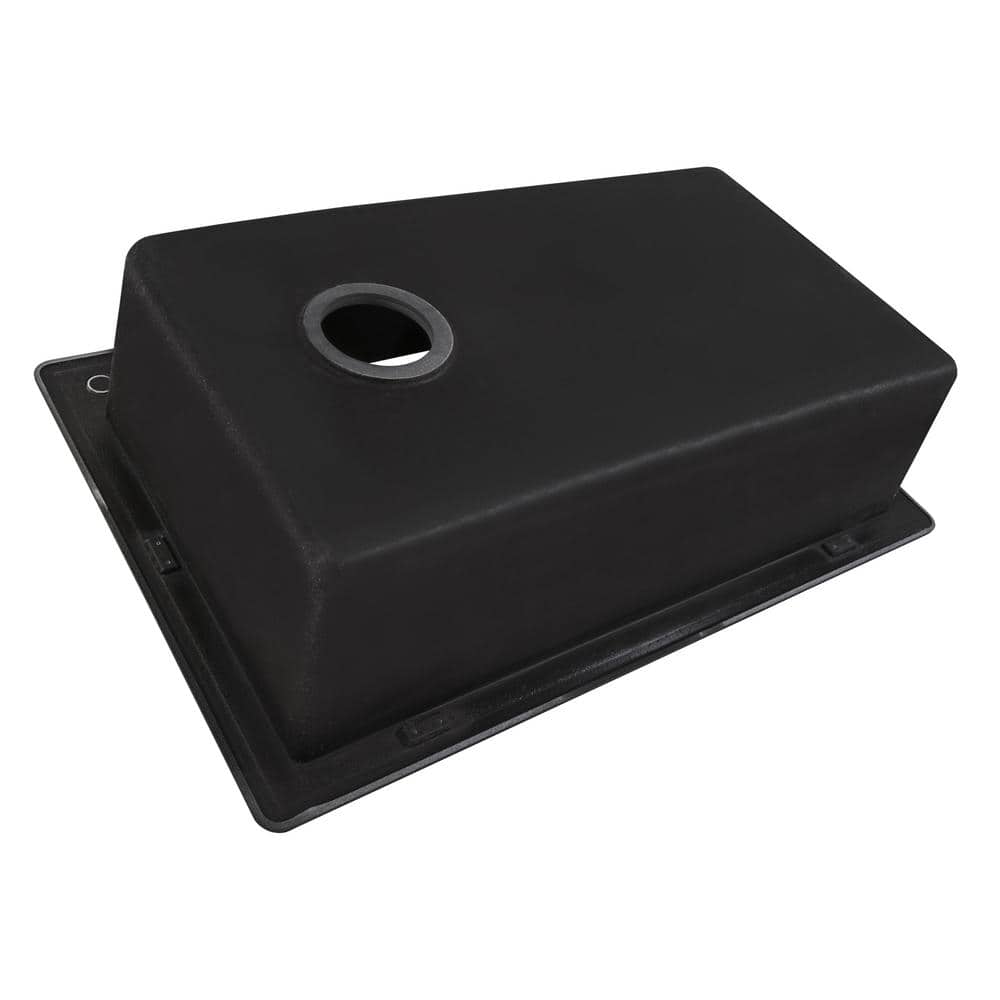 Midnight Black Granite Composite Drop-In Single Bowl Kitchen Sink
