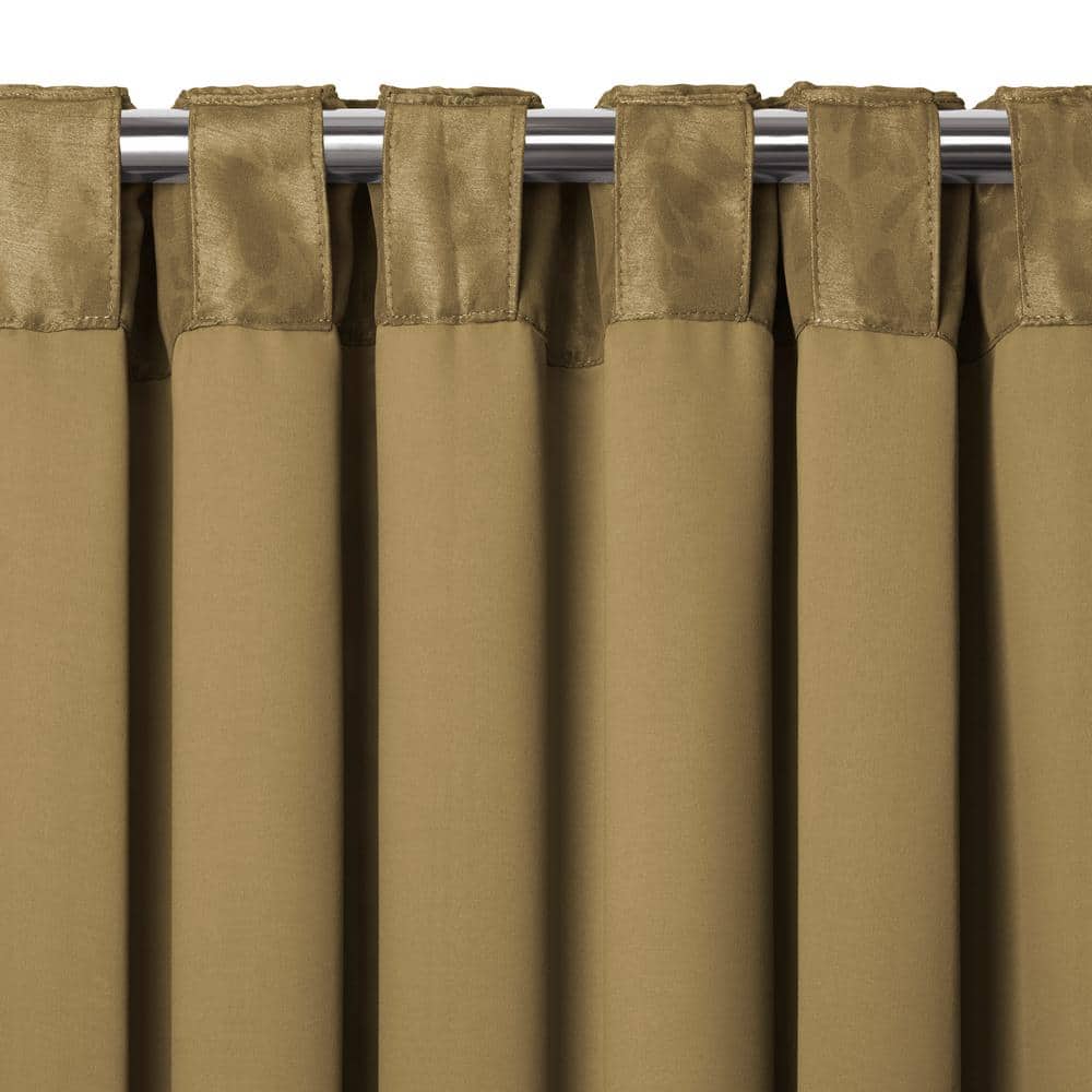 Antique Gold Floral Damask Blackout Ground Length Curtains