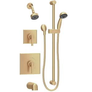 Duro 2-Handle Wall-Mounted Tub and Shower Trim Kit with Hand Shower in Brushed Bronze (Valve Not Included)