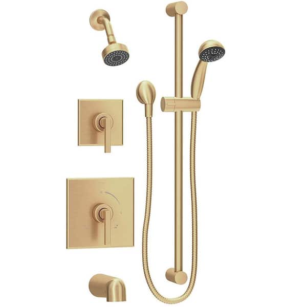 Symmons Duro 2-Handle Wall-Mounted Tub and Shower Trim Kit with Hand Shower in Brushed Bronze (Valve Not Included)