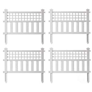20.5 in. White Plastic Outdoor Decor Garden Flower Edger Fence, Border (Set of 4 Panels)