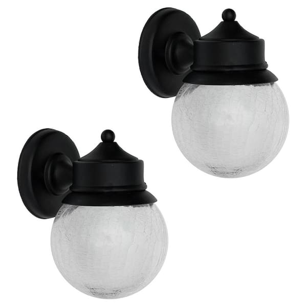 Hampton Bay 8.63 in. Sandy Black Outdoor LED Wall Lantern Sconce