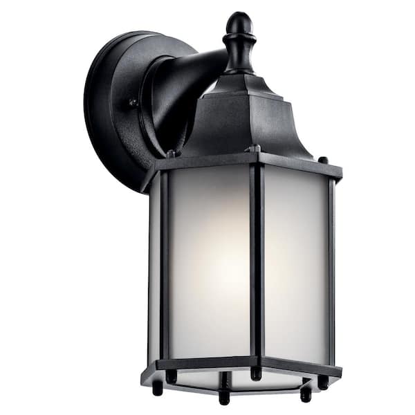 KICHLER Chesapeake 10.25 in. 1-Light Black Outdoor Hardwired Wall Lantern Sconce with No Bulbs Included (1-Pack)