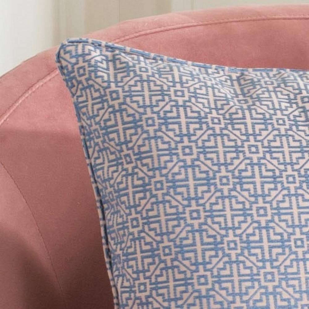 Contemporary Blue and Beige 20" Square Geometric Plush Pillow