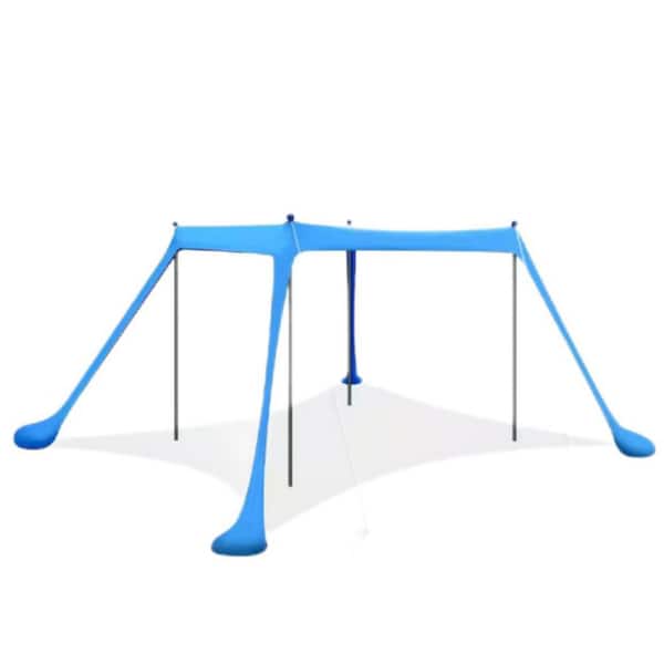 11 ft. x 11 ft. UPF50+ Beach Canopy, Beach Shade Canopy with 4 Stability Poles for Beach and Camping