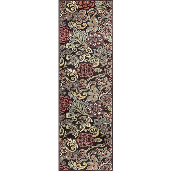 Deco Abstract Brown 2 ft. x 10 ft. Indoor Runner Rug