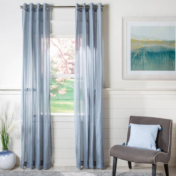SAFAVIEH Gray Solid Grommet Sheer Curtain - 52 in. W x 96 in. L