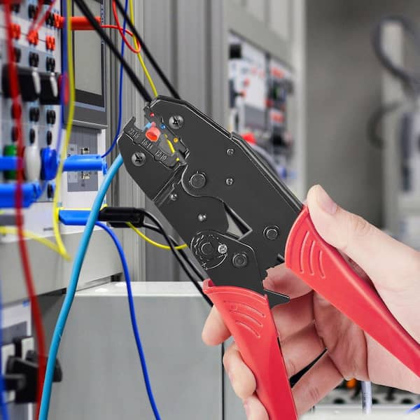 Ratcheting Crimping Tool Set For Insulated Electrical Connectors AWG22-10 with Wire Stripper and 210pcs